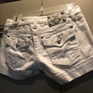 White Miss Me Shorts