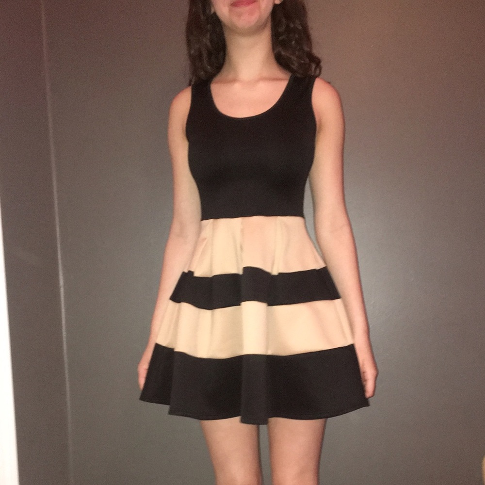 Small Striped dress, black and gold dress