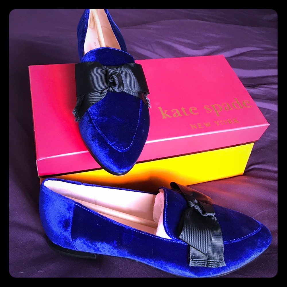 NBW Kate Spade blue velvet flats💙