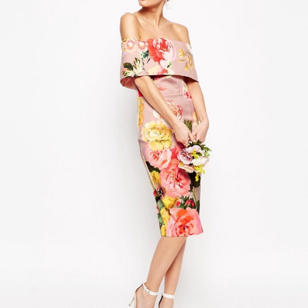 Asos off the shoulder flower dress