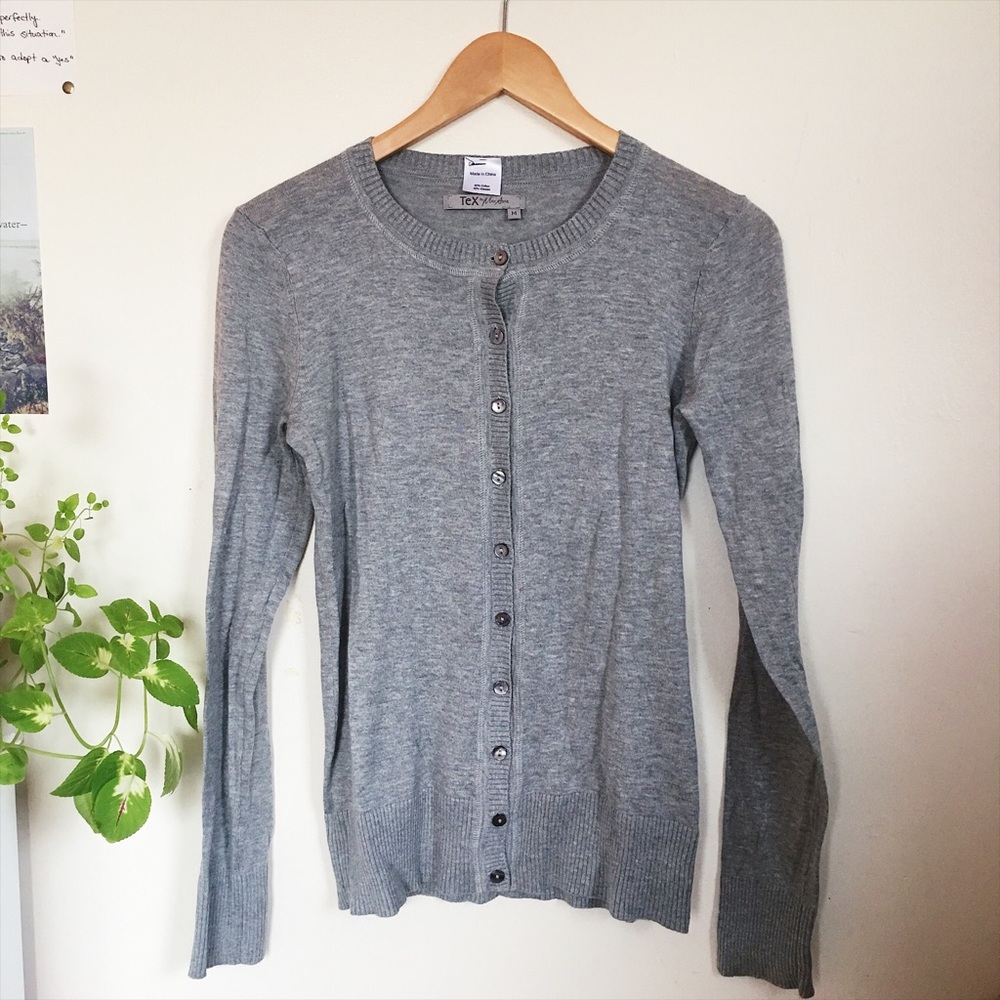 Gray Long Sleeved Button Down Cardigan