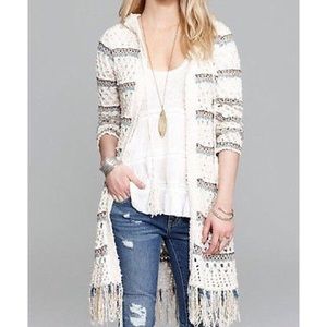 Free People Festival Hood Knit Sweater Fringe