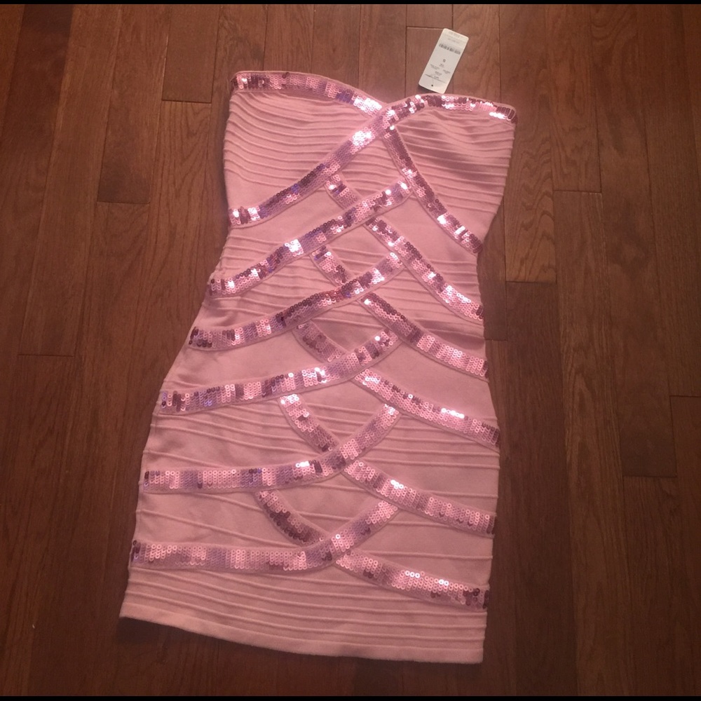Bebe pink sequin cocktail dress. New with tags!