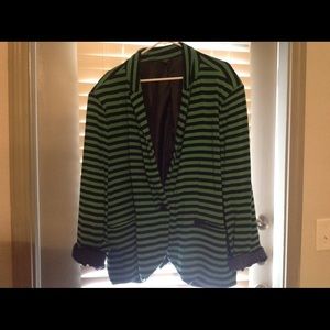 Green and black striped blazer 3x