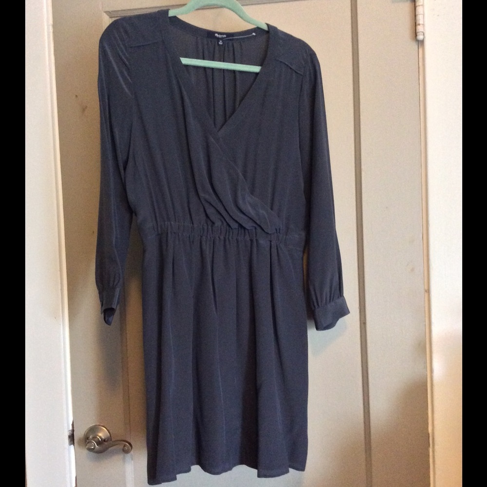 Madewell SZ 10 Silk Faux Wrap dress NWT