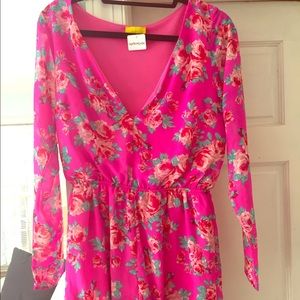 Pink floral print Romper