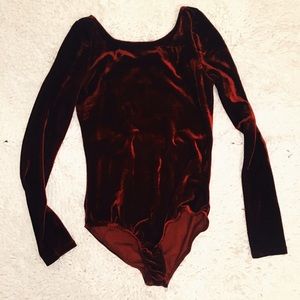 Burgundy Velvet Body Suit