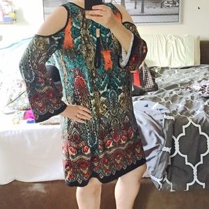 Cold shoulder swing dress