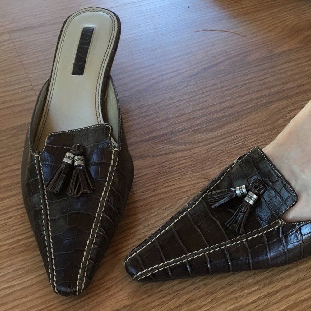 Unisa brown Tassel Croc Mule