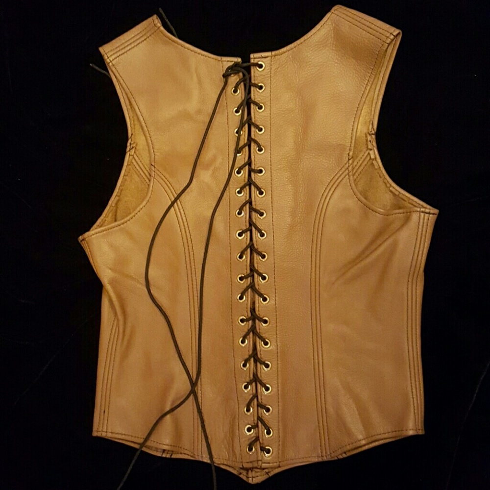 🚫SOLD Custom Leather Laceup Bodice Vest - Picture 2 of 3