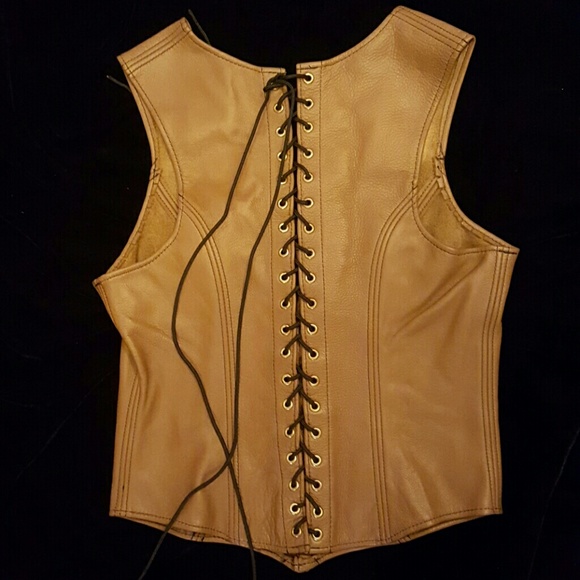 🚫SOLD Custom Leather Laceup Bodice Vest - Picture 2 of 3