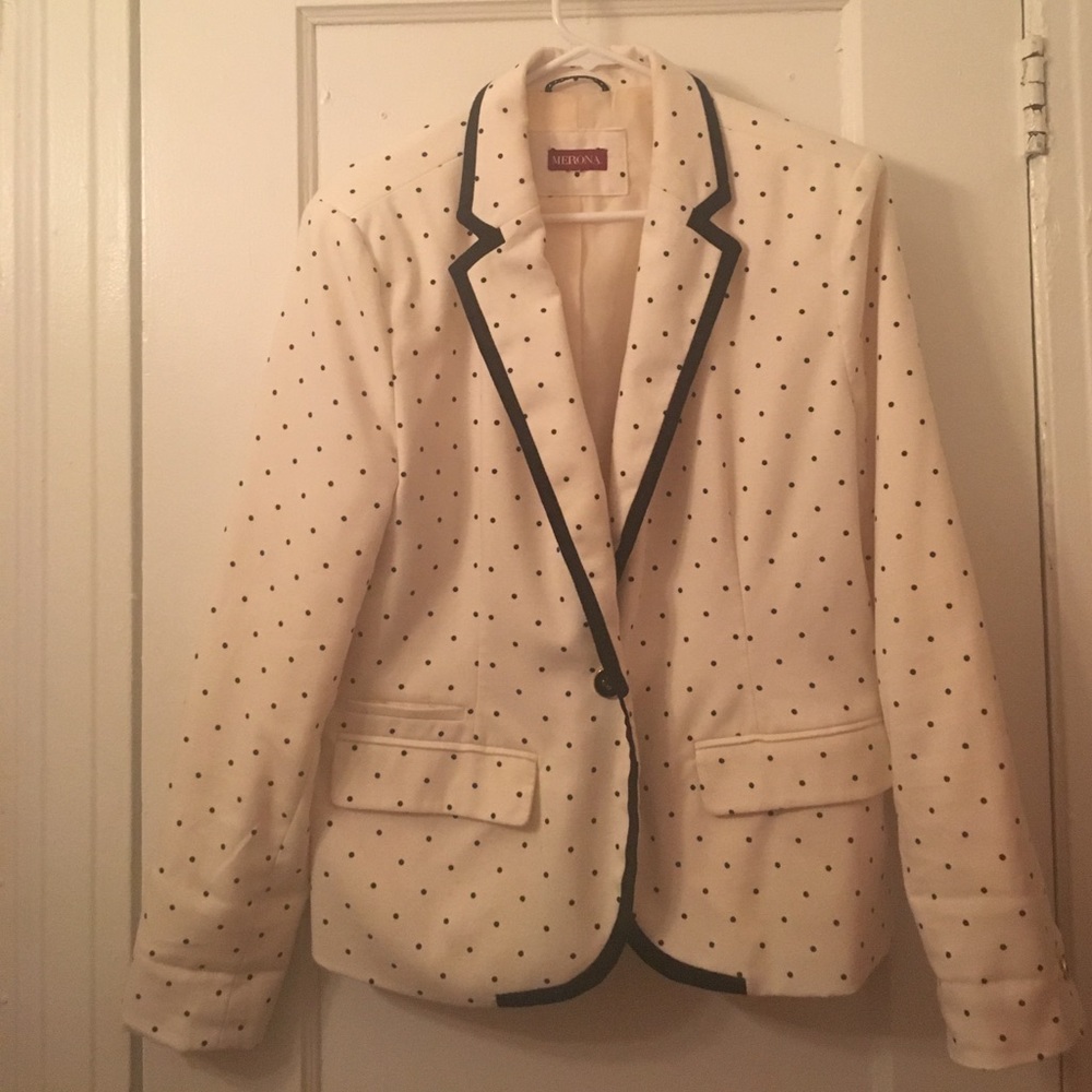 Black and white polkadot blazer