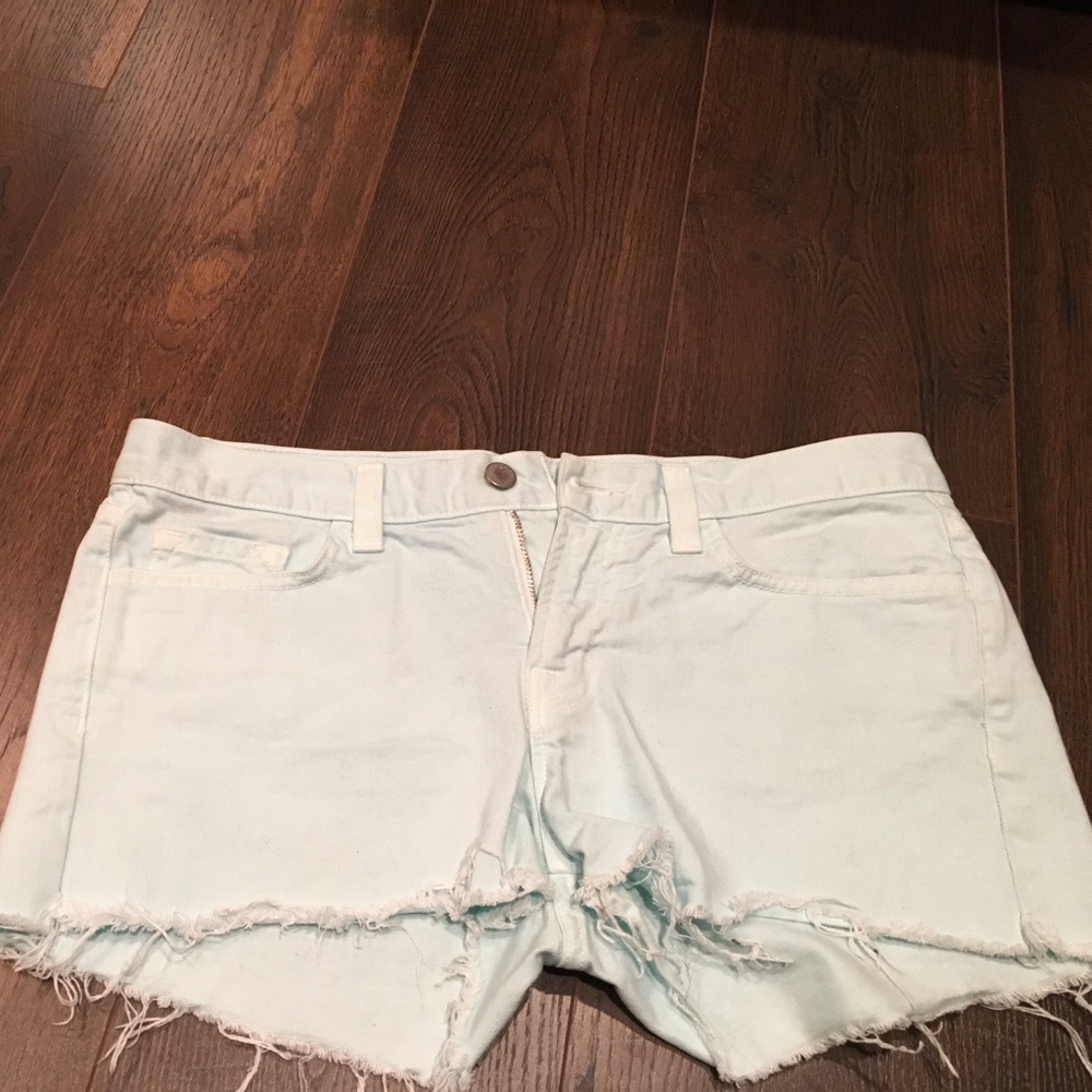 J brand mint green jean shorts