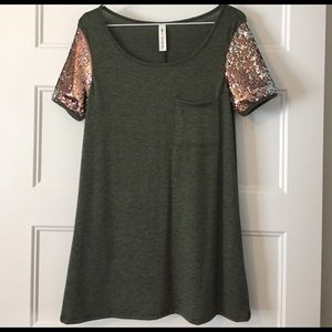 Olive green sequined sleeve top