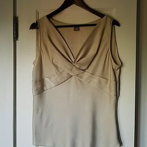 Champagne silk shell with wrap detail bodice