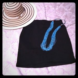 Stretchy black mini skirt