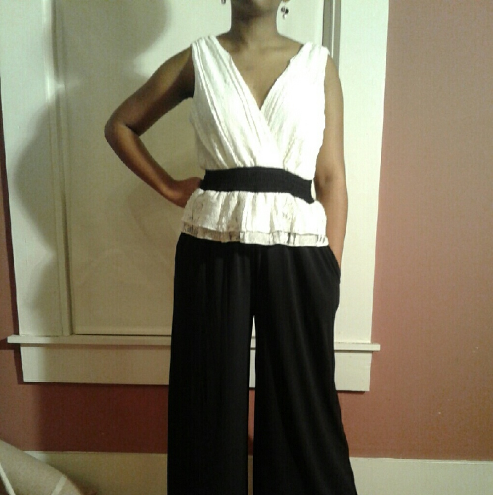 Rabbit Rabbit Designs Black&Natural Lace Jumpsuit