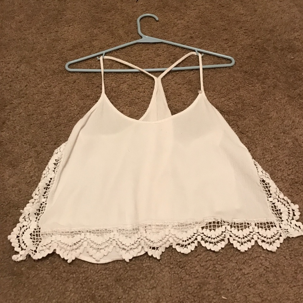 White flowy crop top