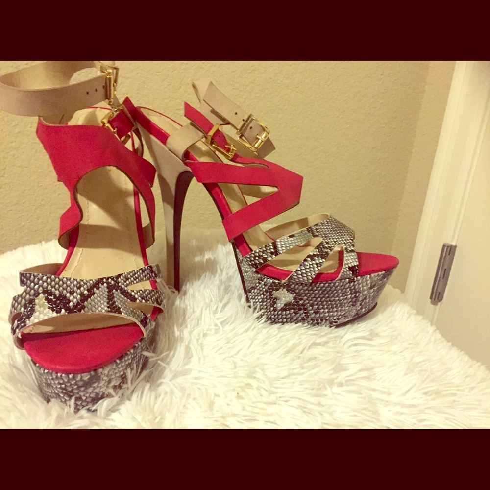 Snakeskin Strappy Stilettos