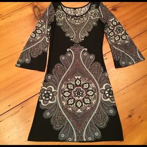 White Mark Navy Patterned Dress NWOT