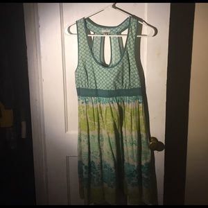 Teal and green floral spring dress