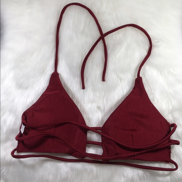 BOGO 50%🌸 Maroon burgundy wine red strappy bikini - Picture 3 of 4