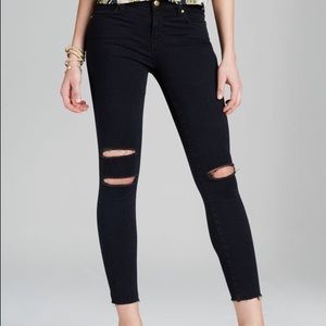 Cropped skinny ripped j brand jeans