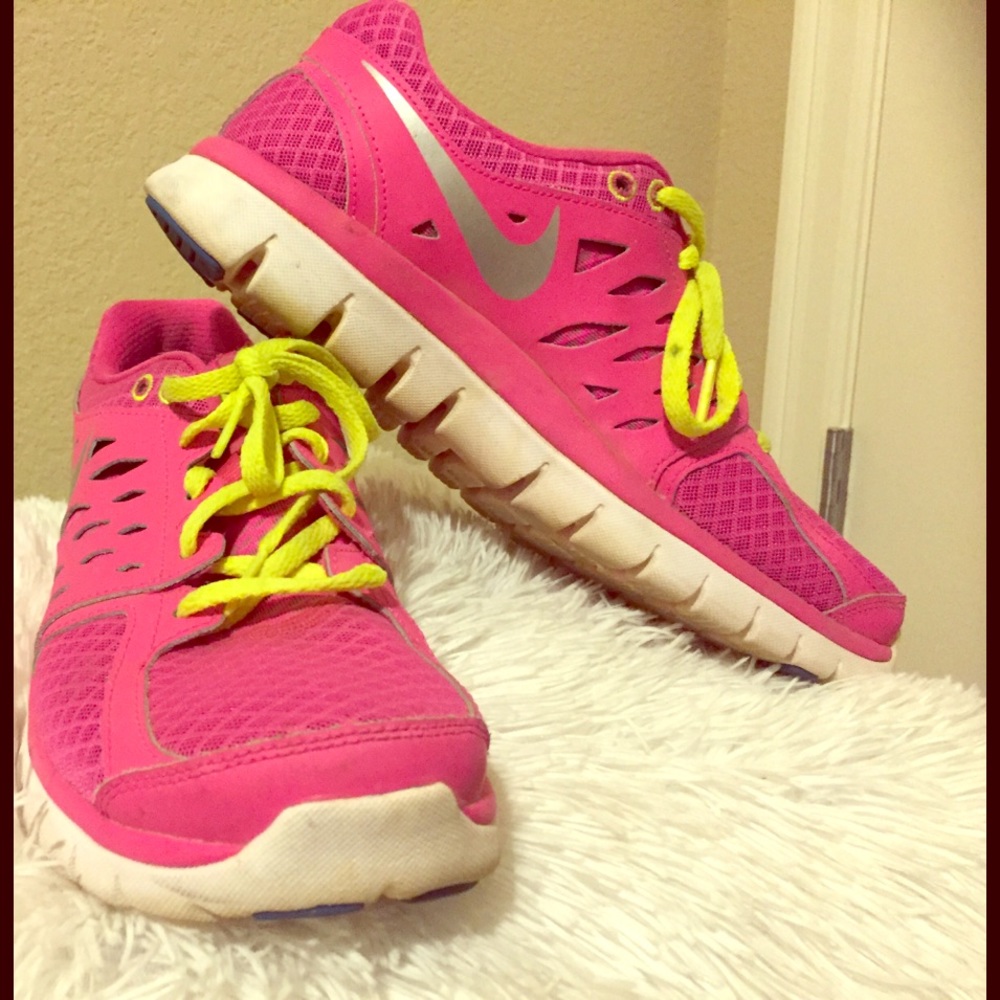 Pink & Yellow Nike Flex Runs
