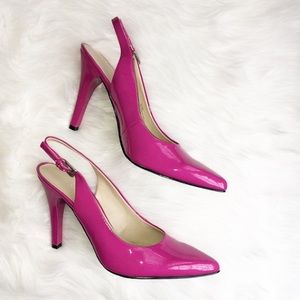 Nine West Glossy Pointed Toe Slingback Pumps
