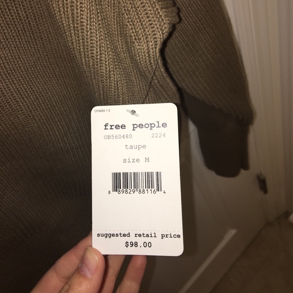 Taupe Free People V-Neck Sweater - Picture 3 of 7