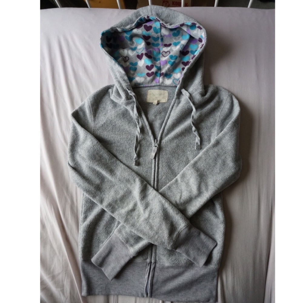 Fleece hoodie with heart design in inner hood