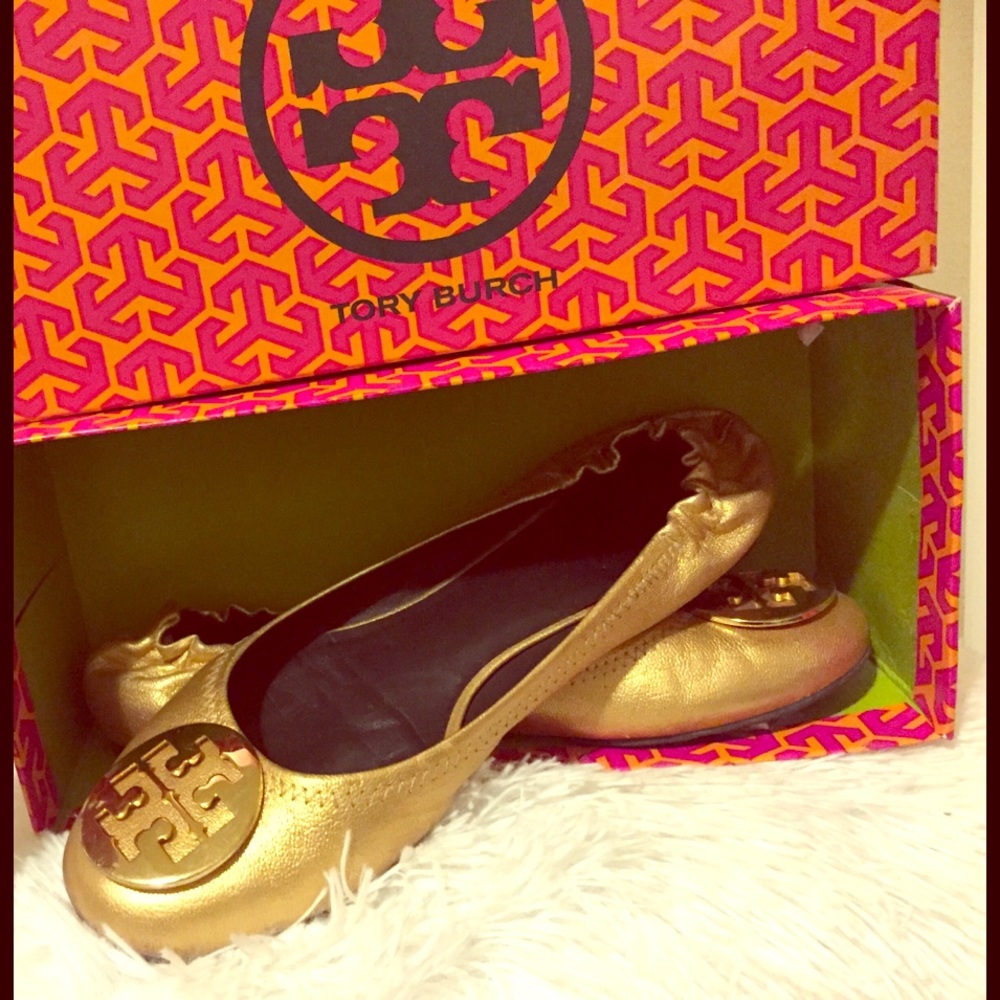 Gold Tory Burch Flats