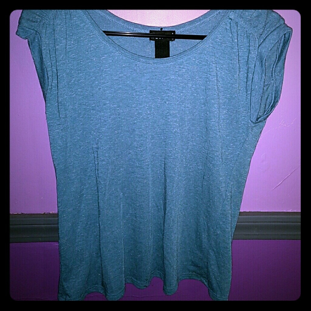 Open back teal blue short sleeve