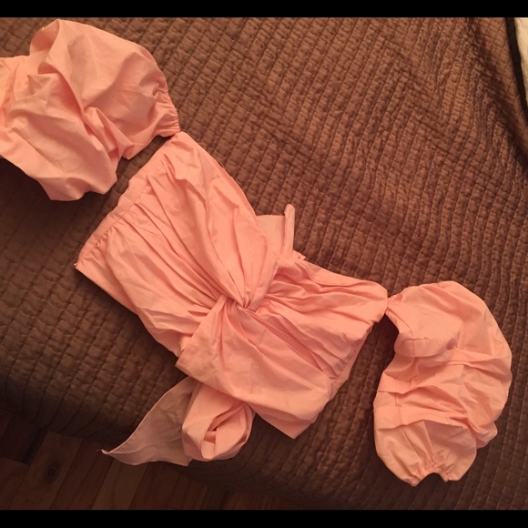 Blush bandeau ruffle top + Floral Choker!! 😻 - Picture 2 of 4