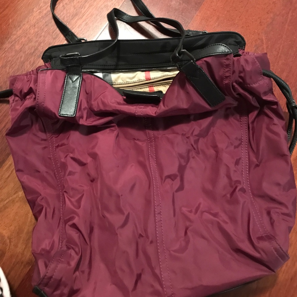 Buckleigh Nylon Packable Small Maroon Tote Bag