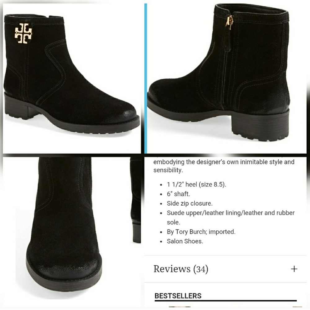 ToryBurch Eloise Distressed Look Suede Bootie
