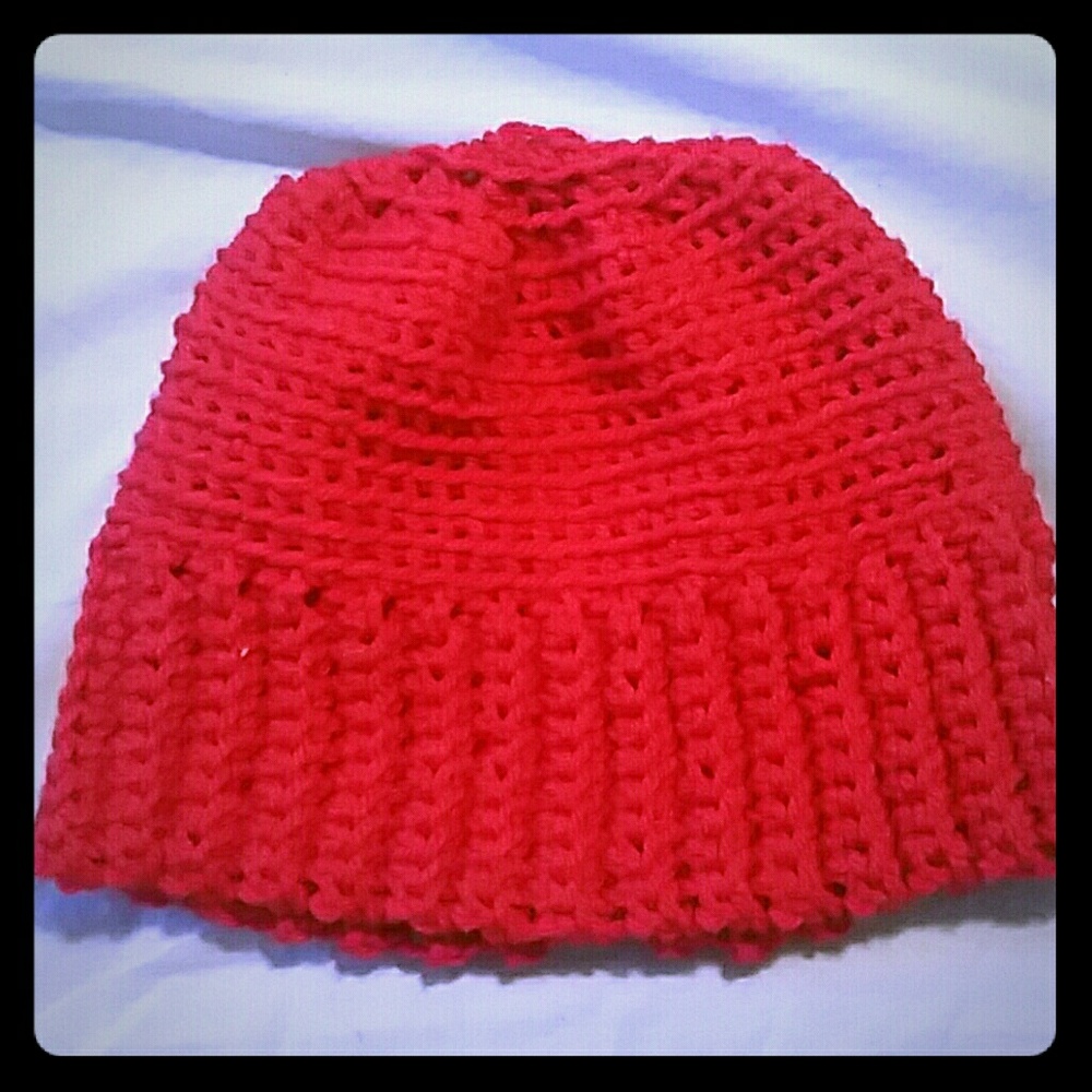 Bright red knit hat