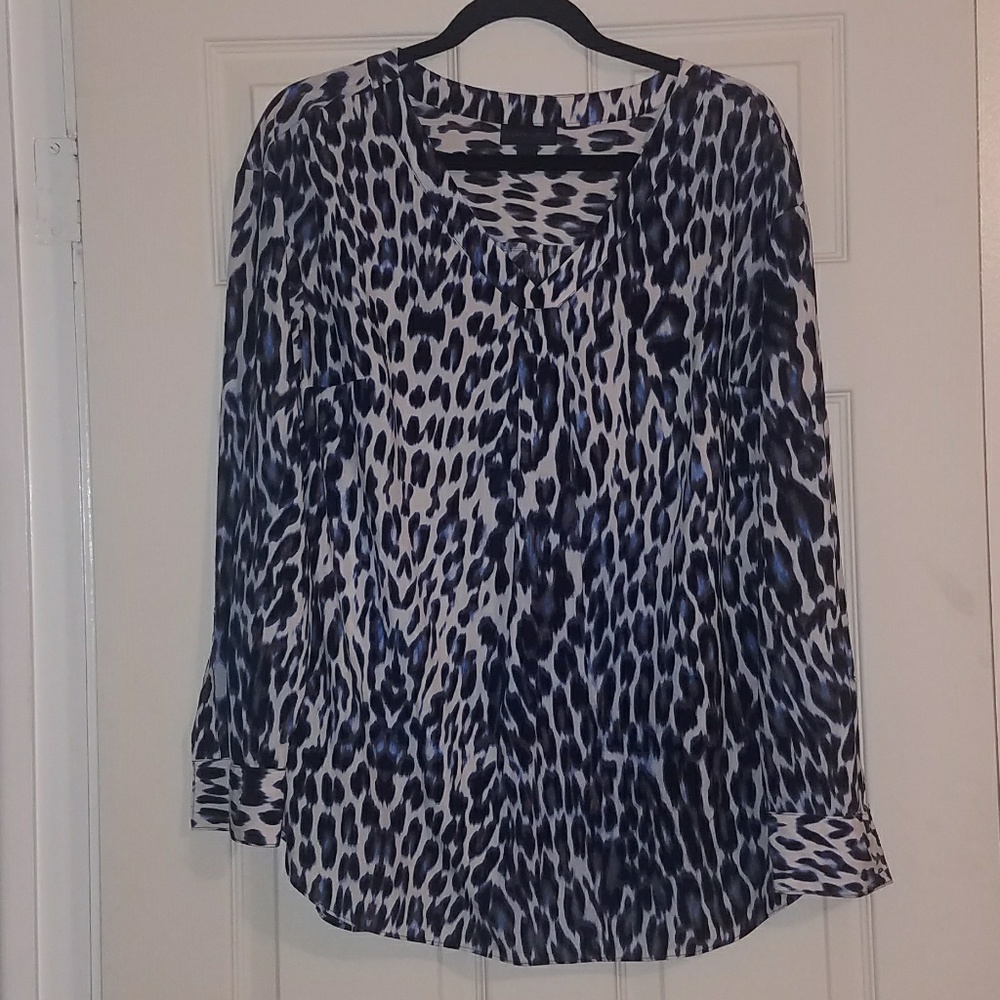 WORTHINGTON Long Sleeve Leopard Print Top