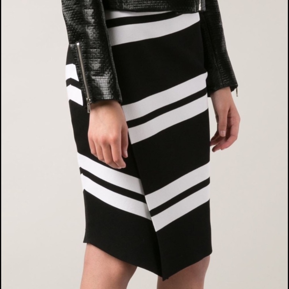 A.L.C. Black & white asymmetrical knit pencilskirt