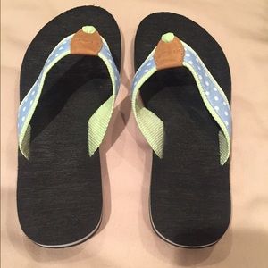 LL Bean Women's Size 8 Blue Polka Dot flip flops