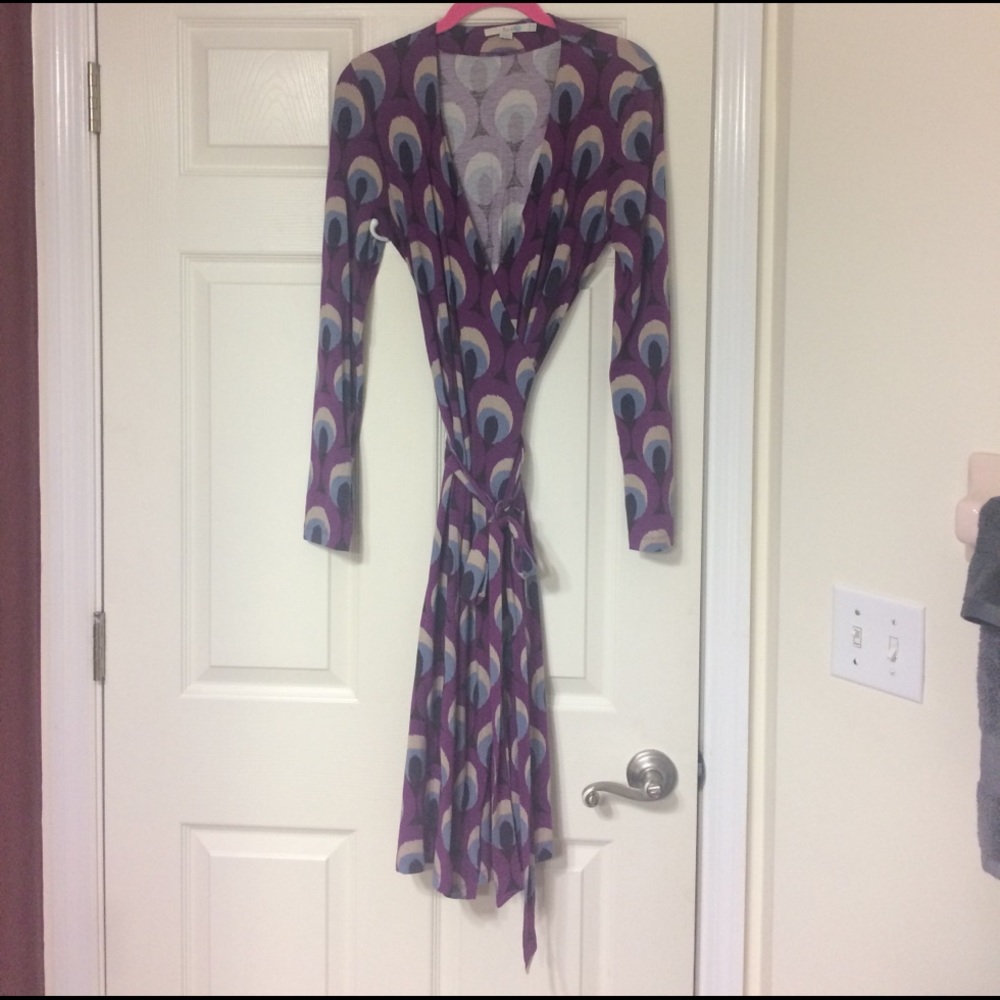 Peacock feather wrap dress