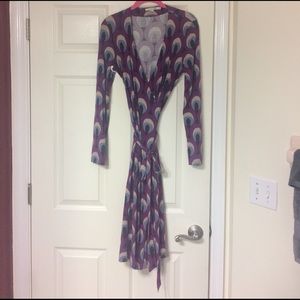 Peacock feather wrap dress