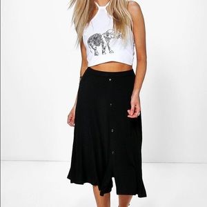 Midi black jersey skirt