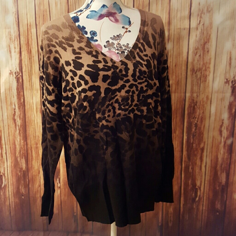 *REDUCED!* New w/tags Leopard print vneck sweater