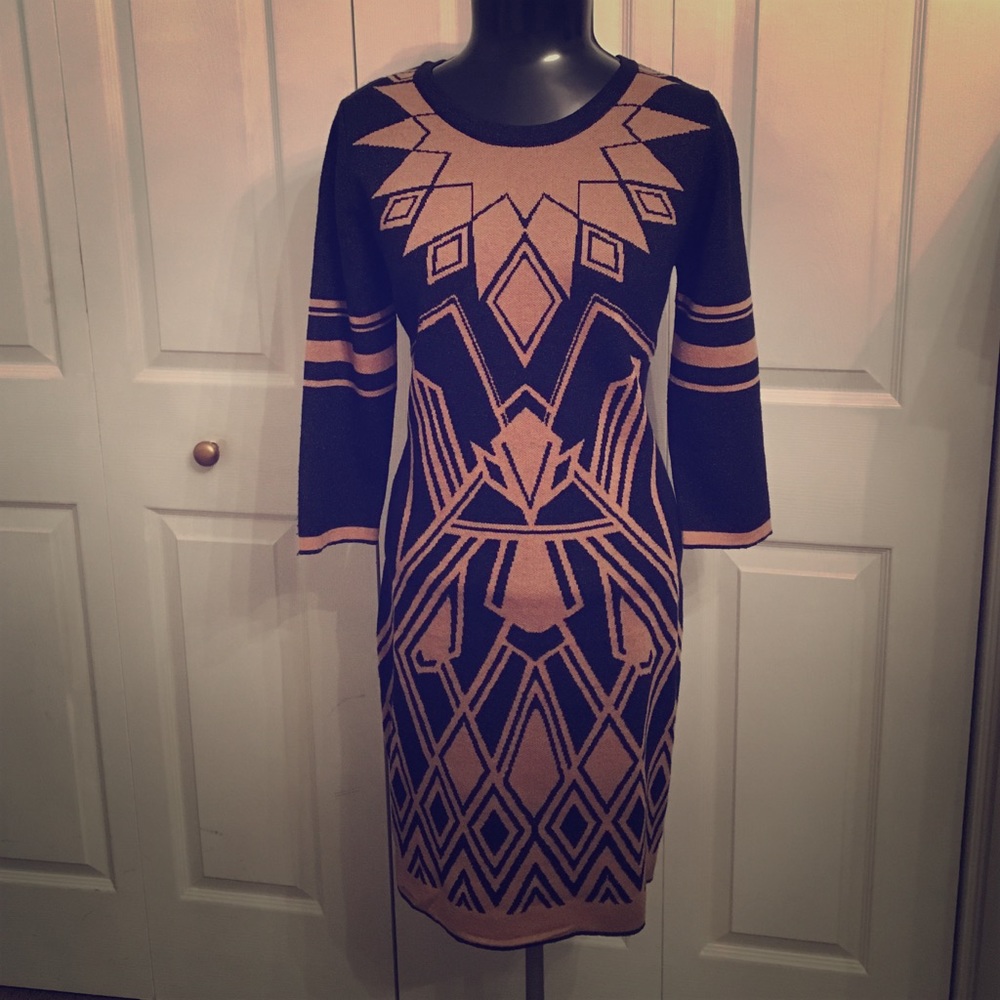 Aztec print knitted dress