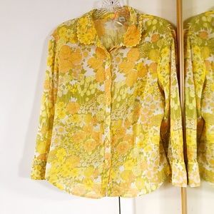 vintage yellow floral Ric Rac Anthropologie blouse