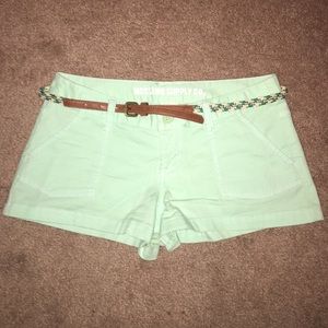 Mossimo Supply Co Sea foam green shorts with belt
