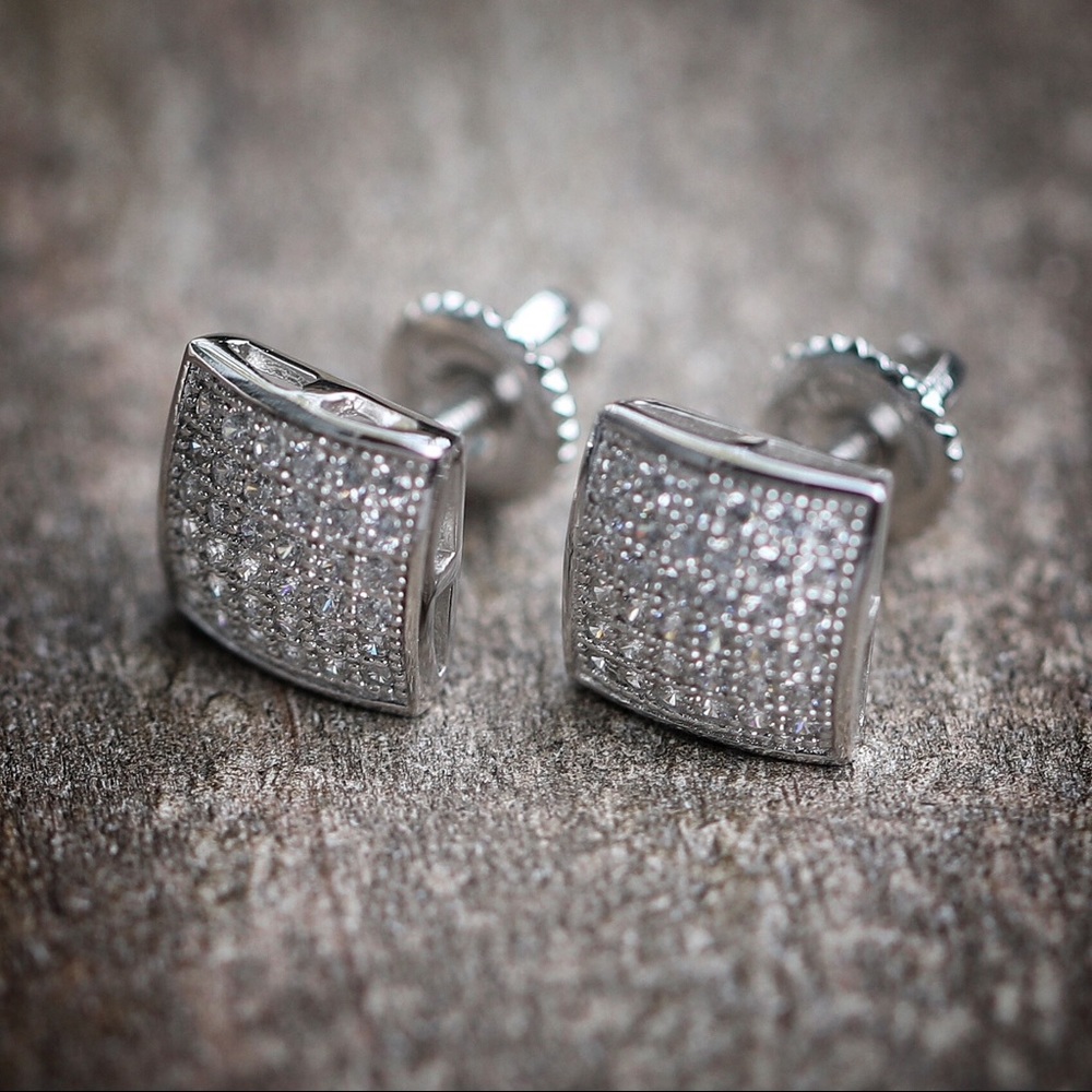 Men's small silver stud earrings