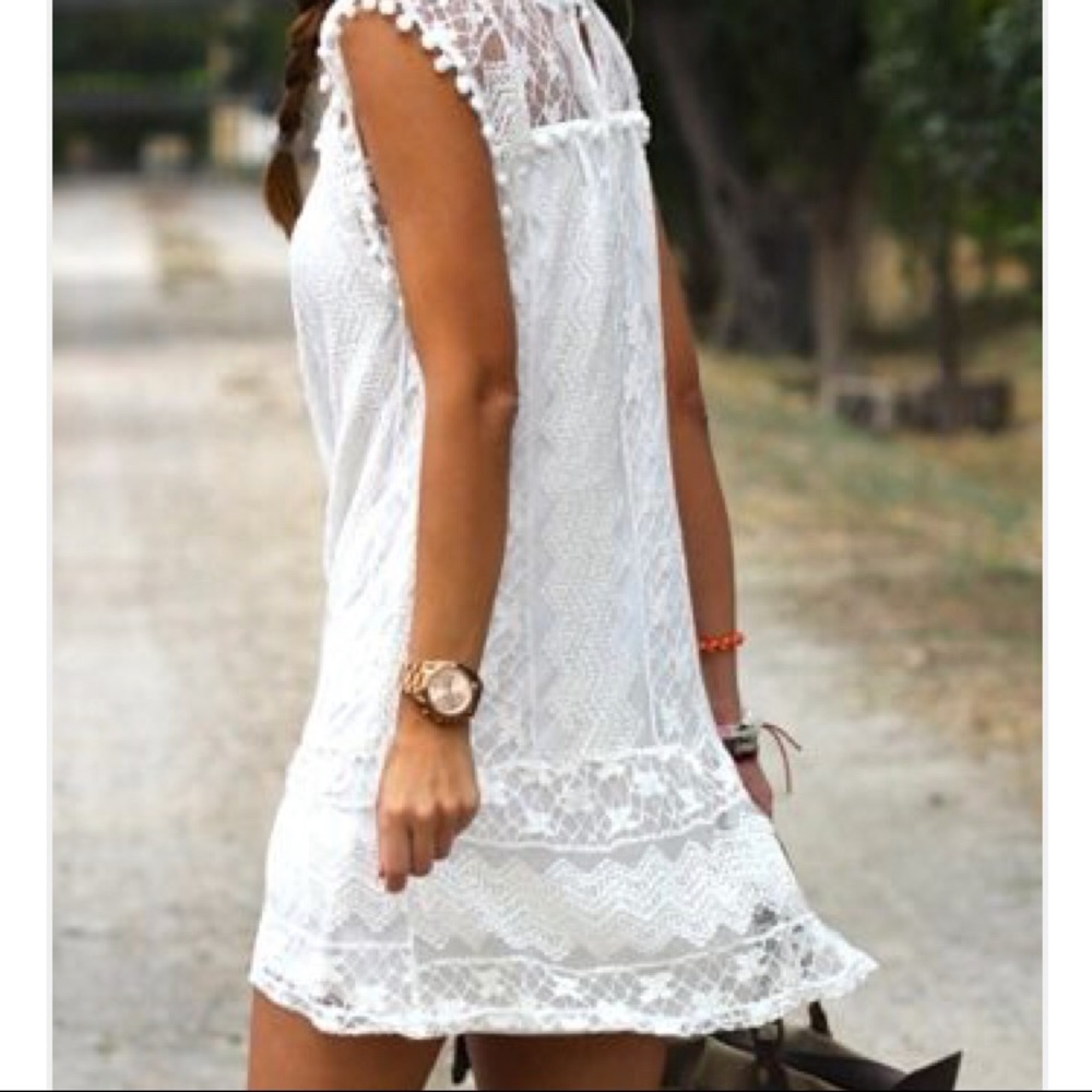 DISCOUNTED WHITE LACE MINI DRES SEXY black /white - Picture 3 of 7