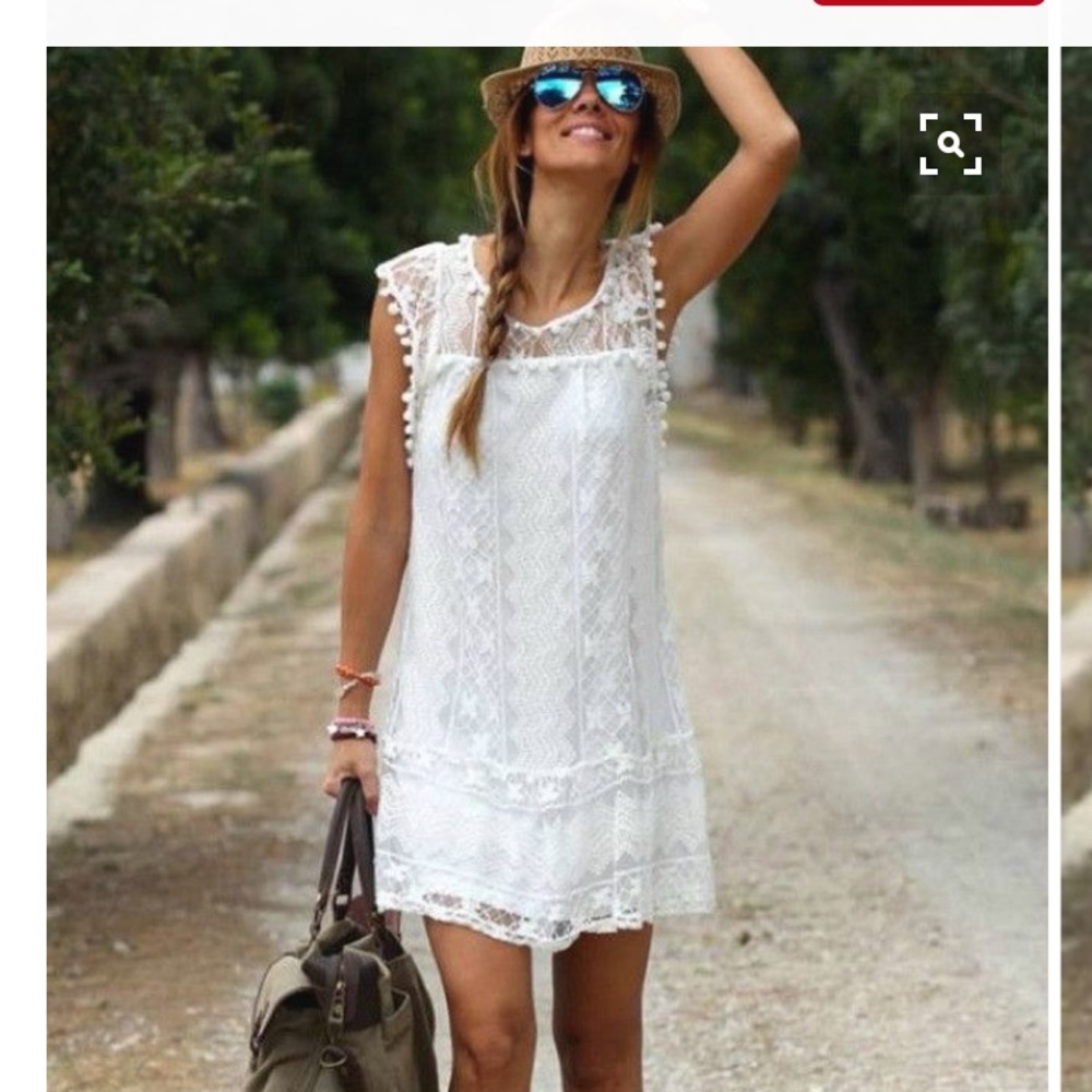DISCOUNTED WHITE LACE MINI DRES SEXY black /white - Picture 2 of 7